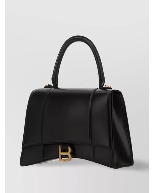 Balenciaga Black Hourglass Medium Leather Shoulder Bag