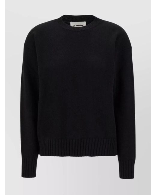 Jil Sander Black Cashmere Ribbed Oversized Sweater