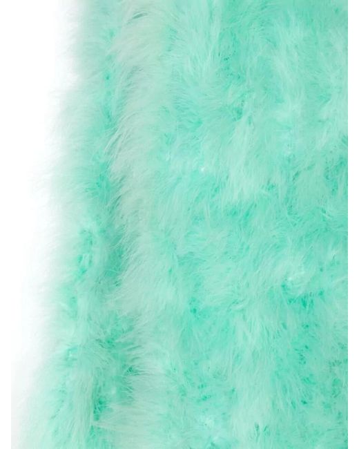 N°21 Green Faux Fur Texture Lightweight Rectangular Soft Stole