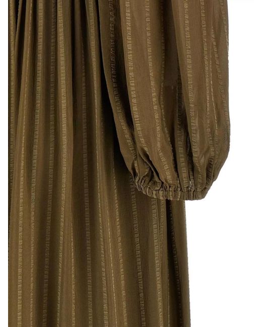 Pinko Green Striped Georgette Midi Dress