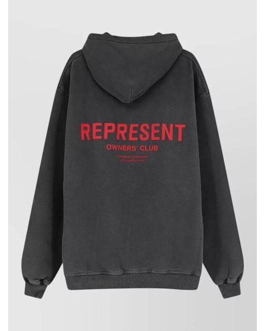 Represent Gray Hooded Sweatshirt Drawstring Hood Front Pocket for men