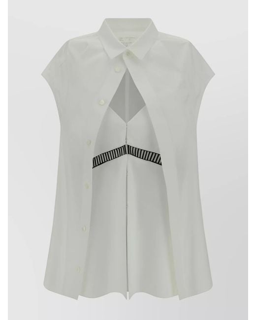 Sacai Gray Sleeveless Embroidered Shirt