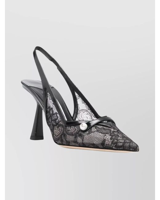 Jimmy Choo Metallic Patent Leather Lace Appliqué Slingback Pumps