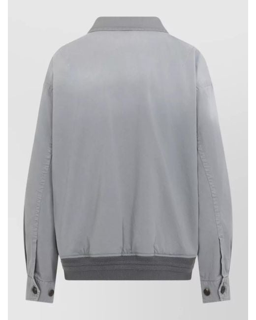 Miu Miu Gray Oversized Cotton Gabardine Workwear Coat
