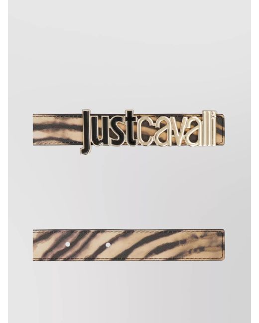 Just Cavalli Large blinged gold  logo leather belt Just cavalli black belt with maxi gold logo buckle - JUST  main image 3