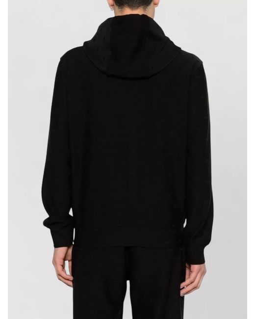 Emporio Armani Black Cotton Blend Hooded Sweatshirt Long Sleeves for men