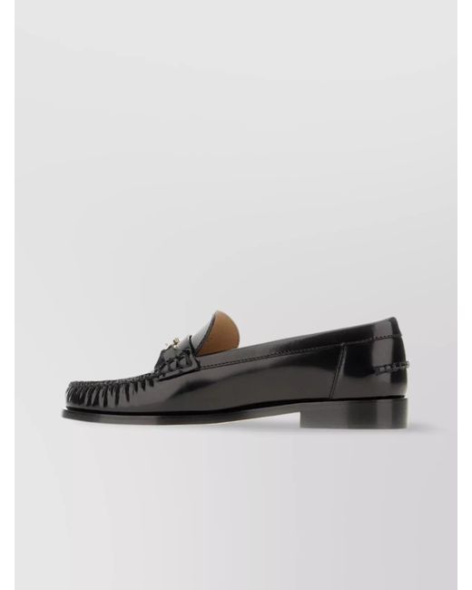 Ferragamo Black Leather Tapered-Toe Loafers