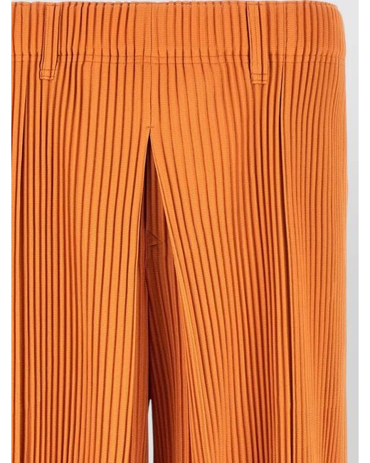 Homme Plissé Issey Miyake Orange Tailored Pleated Bermuda Shorts Belt Loops for men