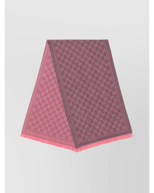 Gucci Purple Gg Wool Scarf