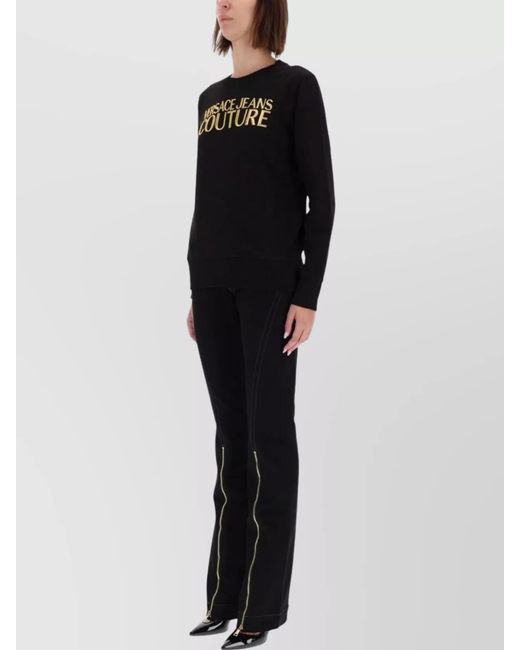 Versace Jeans Couture Black Cotton Logo-Print Sweatshirt
