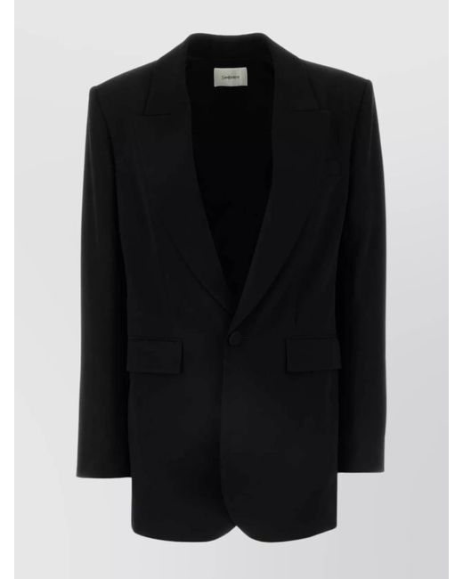 Saint Laurent Black Tailored Blazer With Notched Lapels