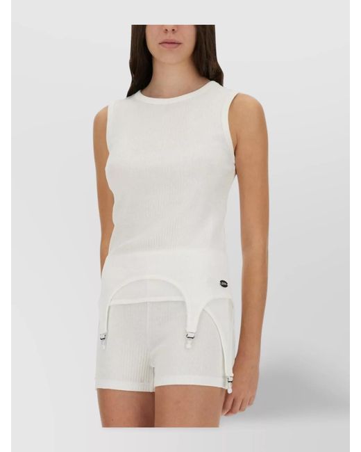 Jean Paul Gaultier White Cotton Ribbed Sleeveless Tank Top