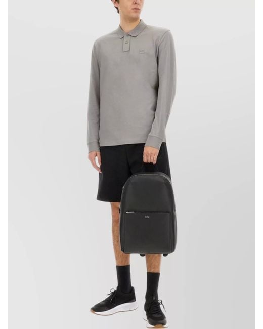 Boss Gray "Passerby" Long Sleeves Polo Shirt for men