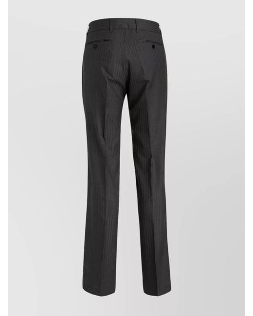 Etro Gray Striped Wool Regular-Fit Straight-Leg Trousers for men