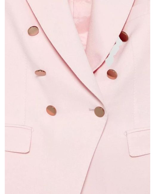 Tagliatore Pink Wool Suit Double Breasted Notched Lapels