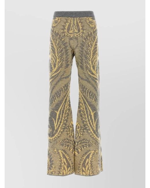 Etro Natural Wool Wide-Leg Trousers