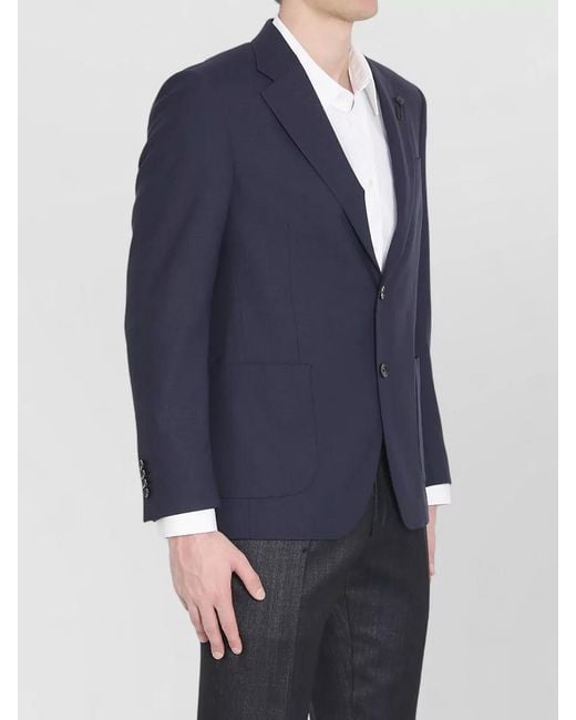 Lardini Blue Virgin Wool Jacket Regular Fit for men