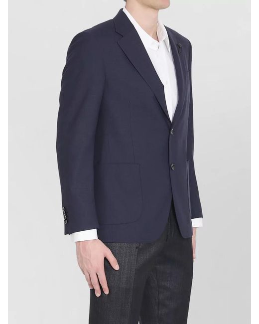 Lardini Blue Virgin Wool Jacket Regular Fit for men