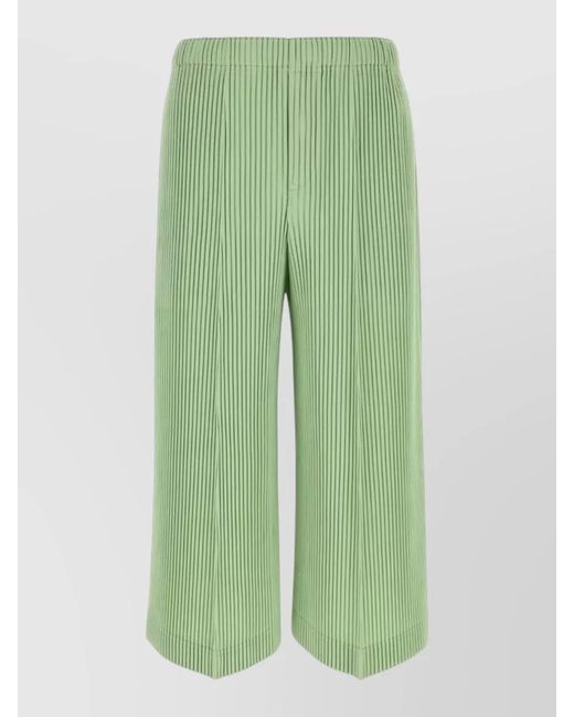 Homme Plissé Issey Miyake Green Pleated Chino Shorts for men