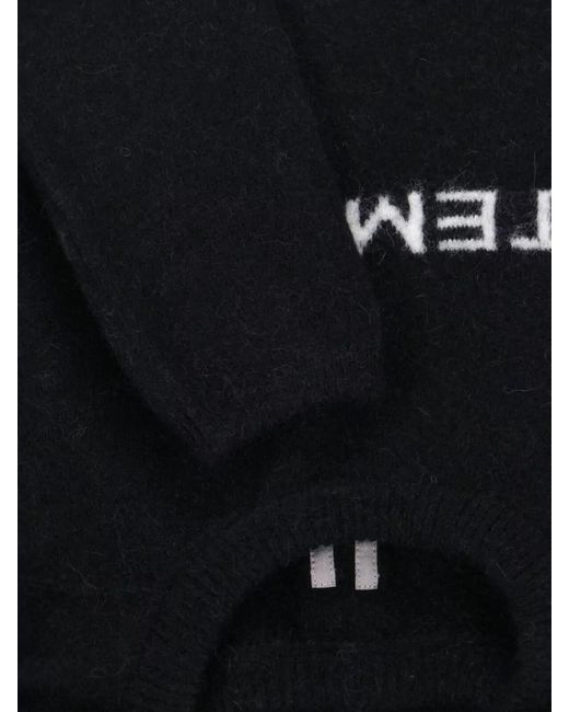 Rick Owens Blue Crew Neck Sweater Long Sleeves Text Detail for men