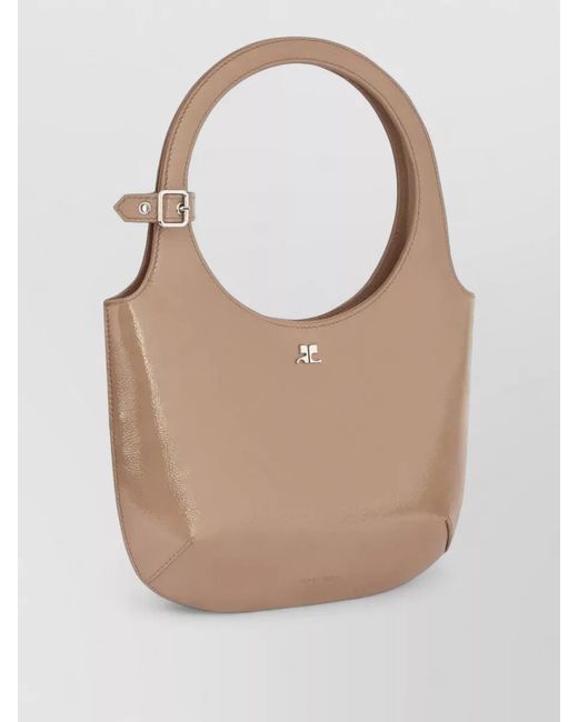 Courreges White Na Varnished Leather Shoulder Bag
