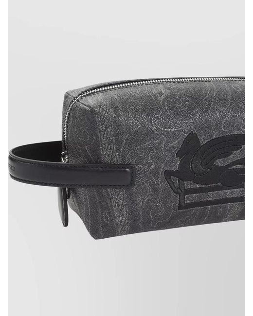 Etro Gray Rectangular Clutch Bag Featuring Side Handle for men