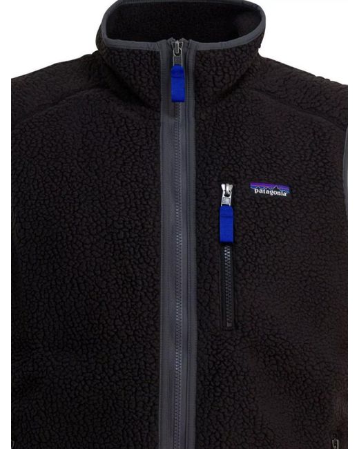 Patagonia Blue Sleeveless Fleece Vest High Collar for men
