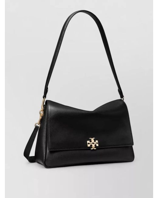 Tory Burch Black Charlie Medium Leather Shoulder Flap Bag