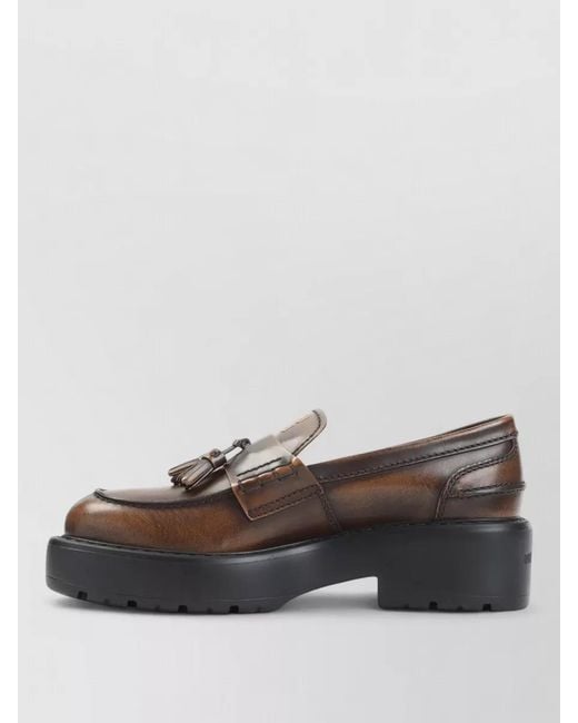 Miu Miu Brown Block Heel Round Toe Tassel Brogues