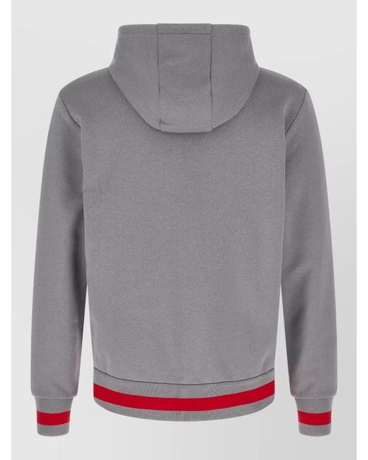 Kiton Gray Cotton Tracksuit Hood Ribbed Cuffs Pockets for men