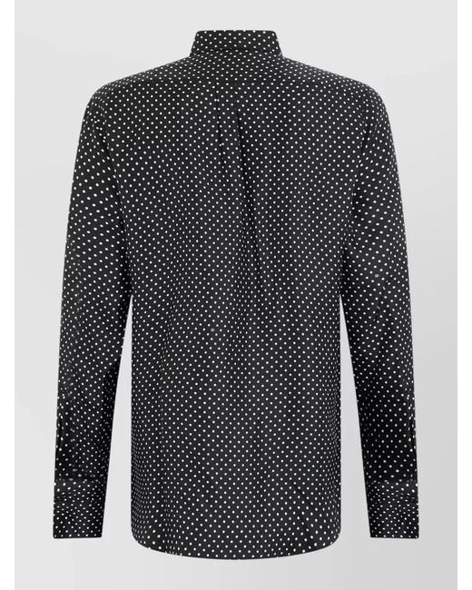 Dolce & Gabbana Black Silk Twill Shirt Polka Dot Pattern for men