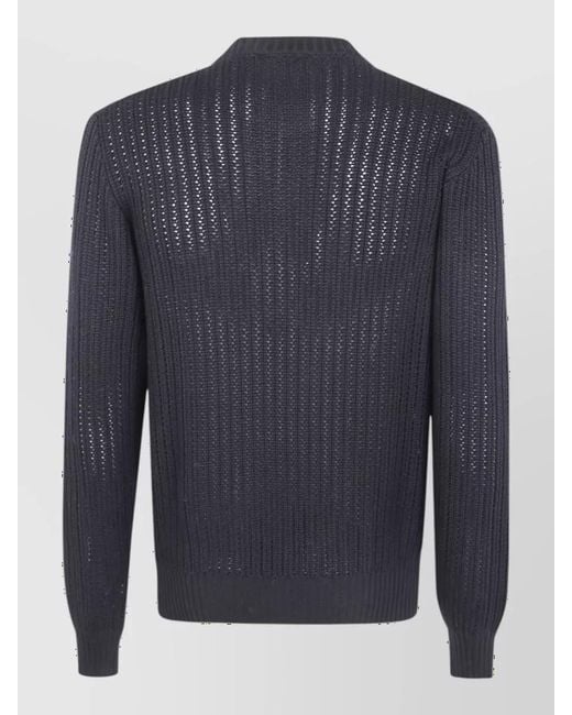 Filippo De Laurentis Blue Virgin Wool Crew Neck Jumper for men