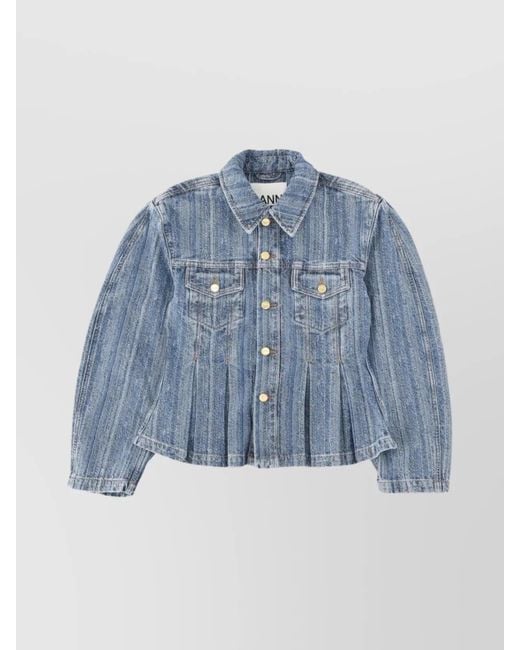 Ganni Blue Denim Regular-Fit Jacket
