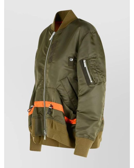 Sacai Green Nylon Bomber Jacket