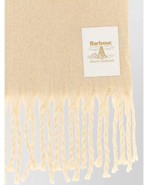 Barbour Natural Ellison Scarf Fringe Detail Neutral Texture