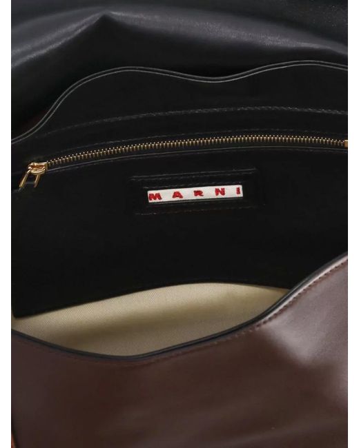 Marni Brown Museo Leather Shoulder Bag