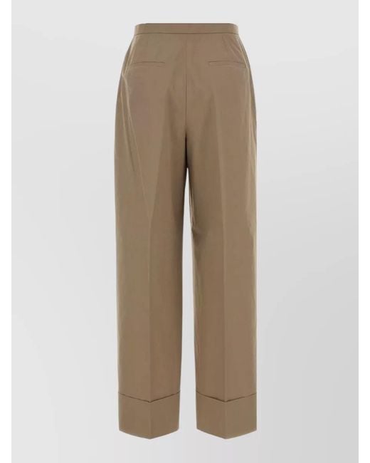 Agnona Natural High-Rise Cotton Trousers