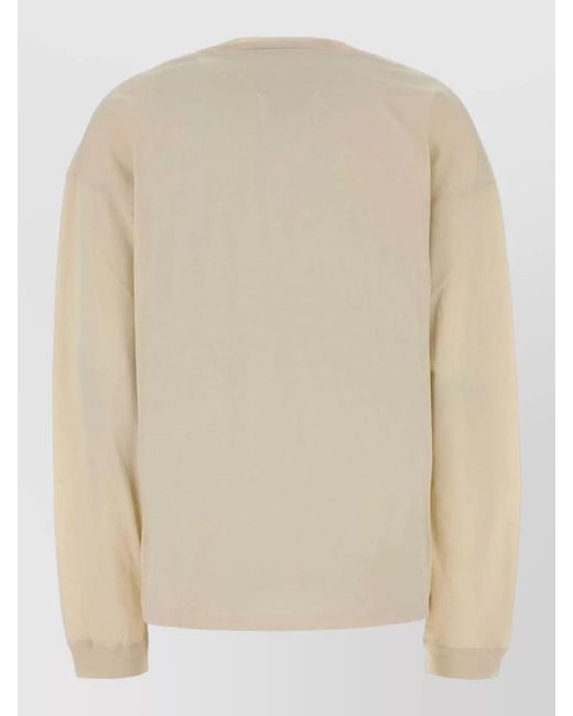Maison Margiela Natural Cotton Crew Neck Printed Long Sleeve T Shirt
