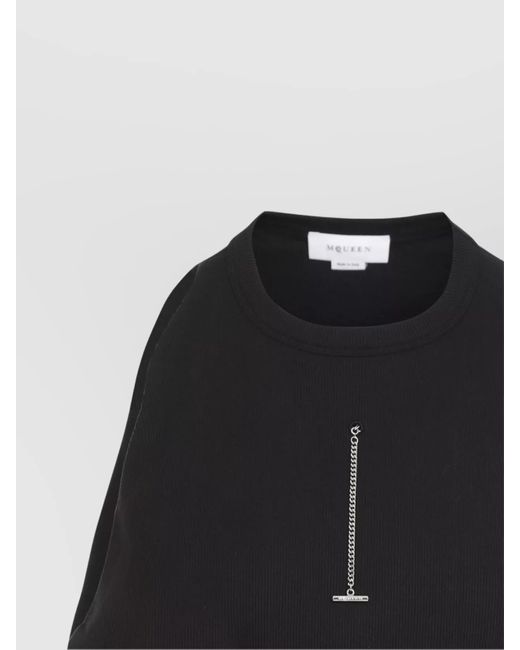 McQueen Black Ribbed Cotton Tank Top