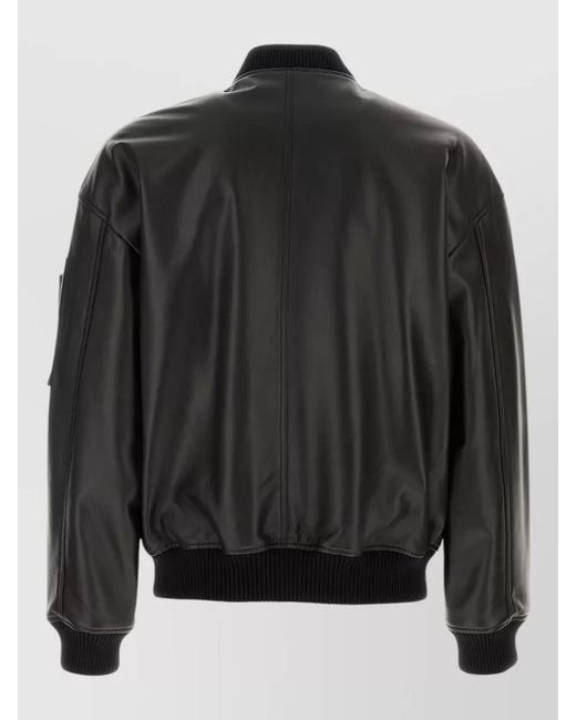 DSquared² Black Leather Bomber Jacket for men