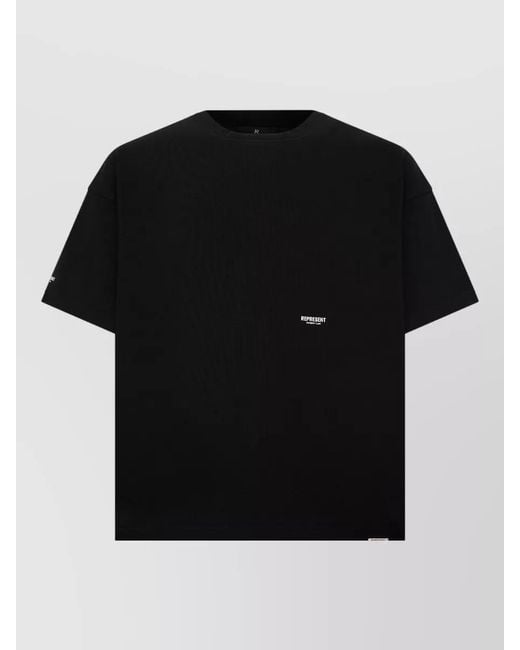 Represent Black Logo Embroidered Short Sleeve T Shirt for men