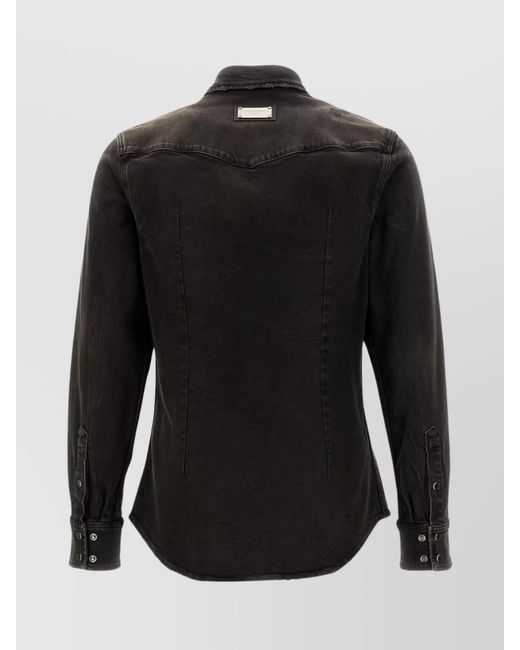 Dolce & Gabbana Black Stretch Denim Shirt for men
