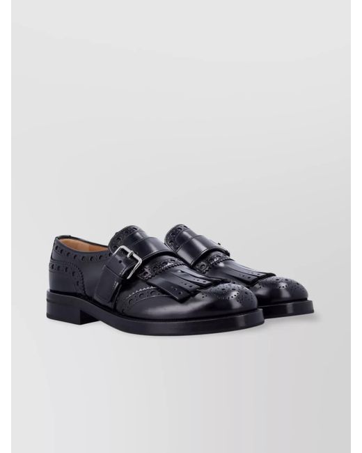 Church's Blue Leather Fringe Monk Strap Loafers