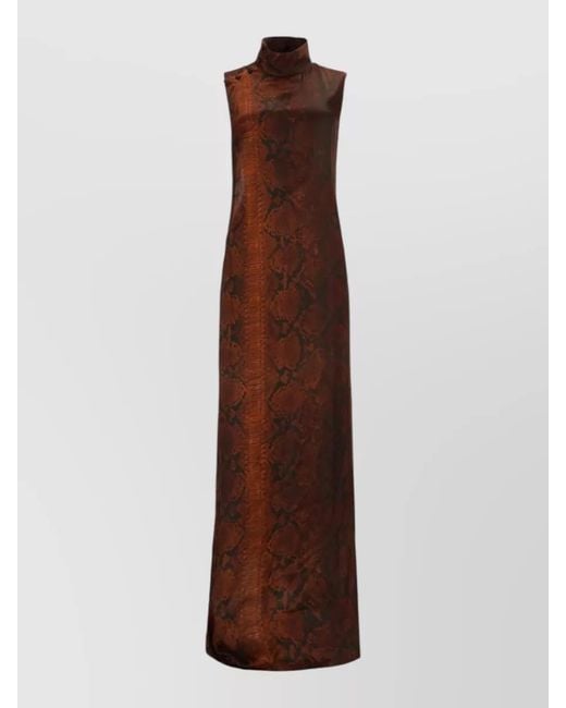 Jean Paul Gaultier Brown Python Print Maxi Dress