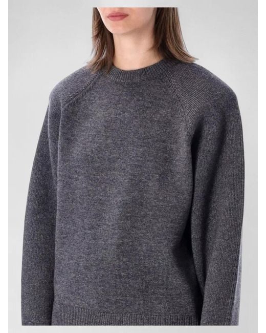 Frankie Shop Gray Shoulder Pad Sweater Crew Neck Design