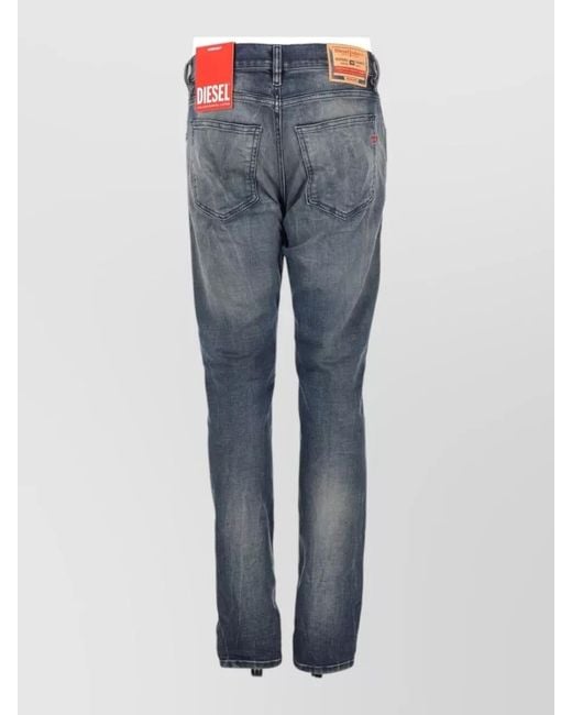 DIESEL Blue Denim Pants Belt Loops Distressed Faded Five Pockets for men
