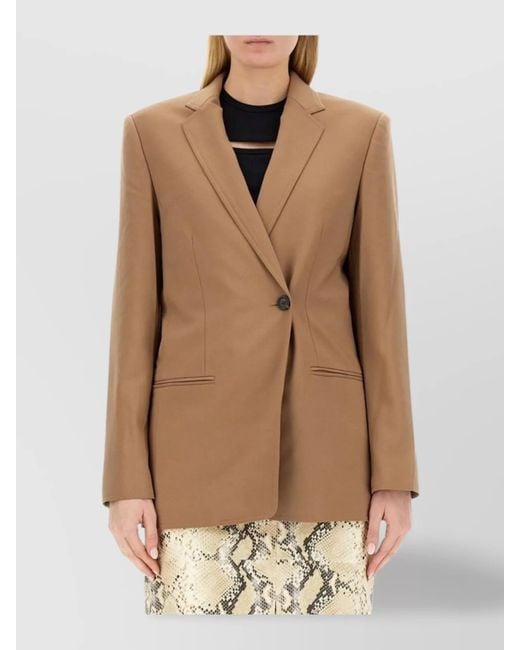 Helmut Lang Natural Single-Breasted Blazer Front Pockets