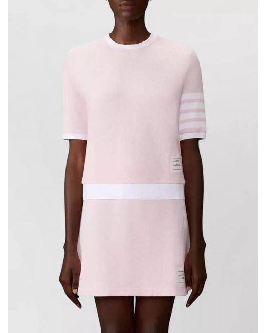 Thom Browne Pink Textured Piqué Short-Sleeve Sweatshirt