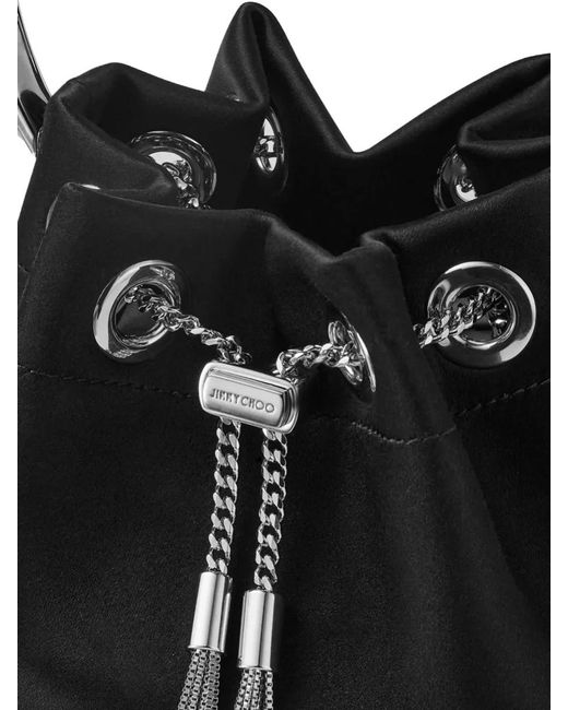 Jimmy Choo Black Bon Bucket Bag Tassel Eyelet Chain Handle