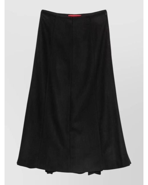 Thelatest Black Wool Blend Paneled A-Line Midi Skirt